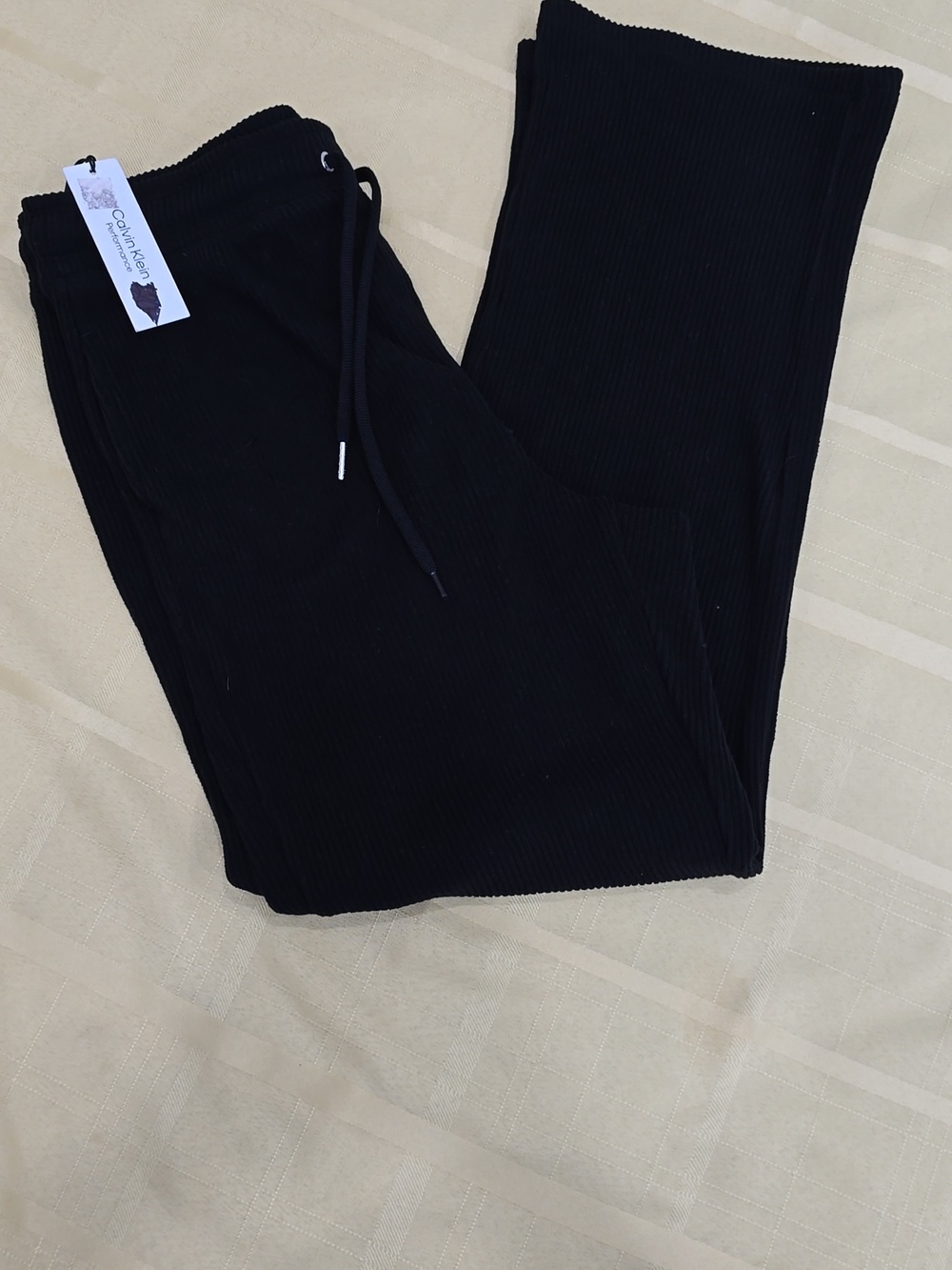 Calvin Klein Black Ribbed Drawstring Joggers - Picture 7 of 7